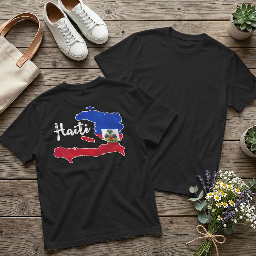 Backprint Men T-Shirts Happy Haitian Flag Day Cool Haiti Map Pride Novelty Tee Shirt T Shirts R