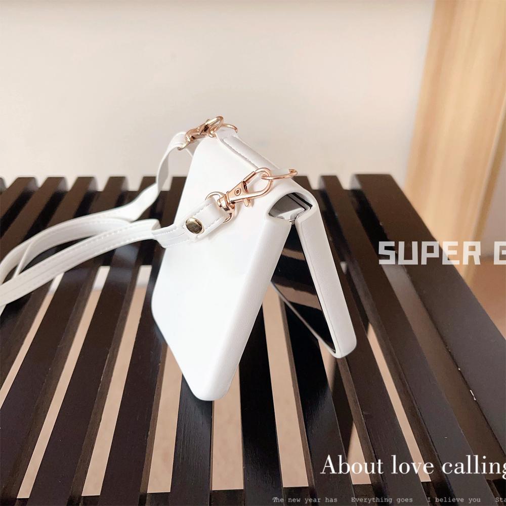 Crossbody Lanyard Shockproof  Phone Case for Samsung Galaxy Z Flip 5 4 3 Flip5 Flip4 Flip3 5G Leather Soft Fall Prevention Cover