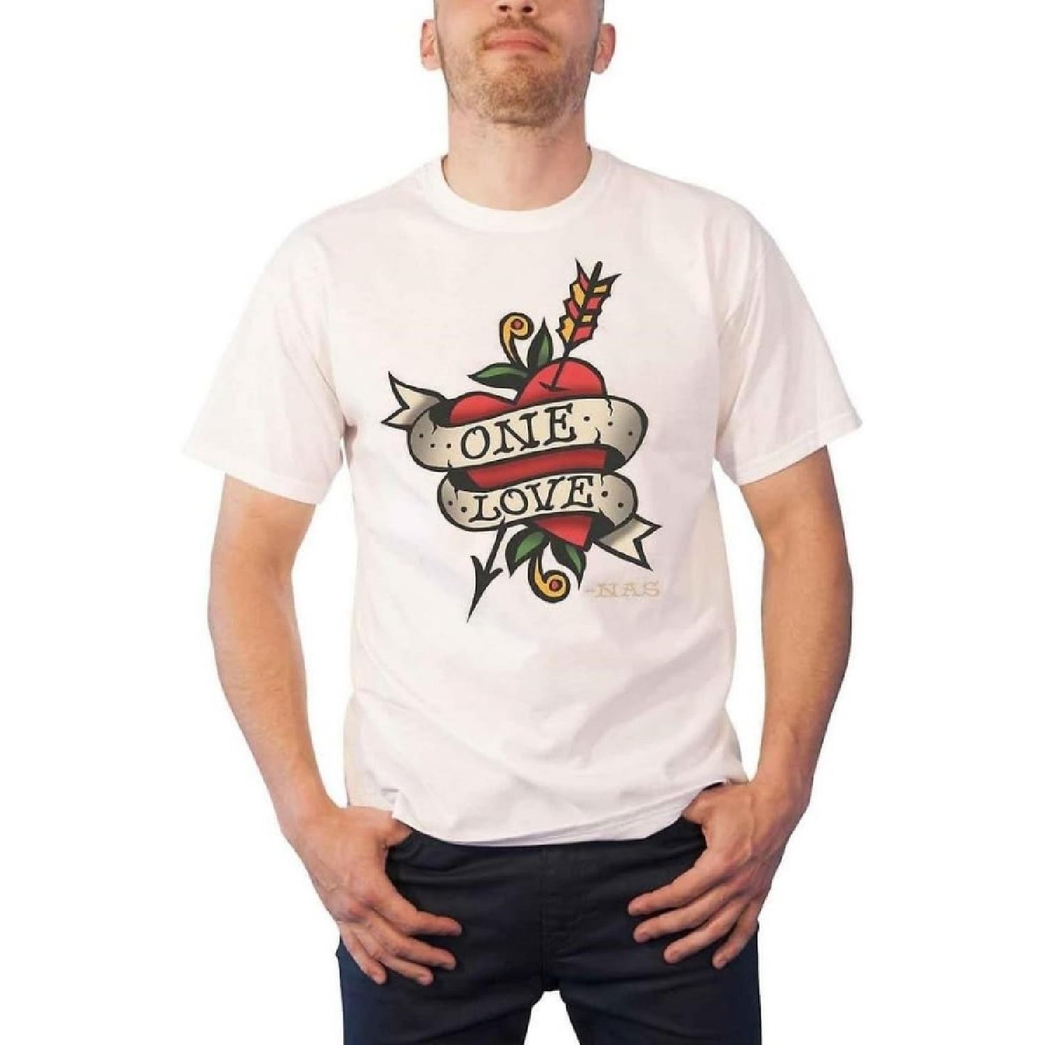 Nas Unisex Adult Love Tattoo Cotton T-Shirt (M) (Natural) XXXXXL белый