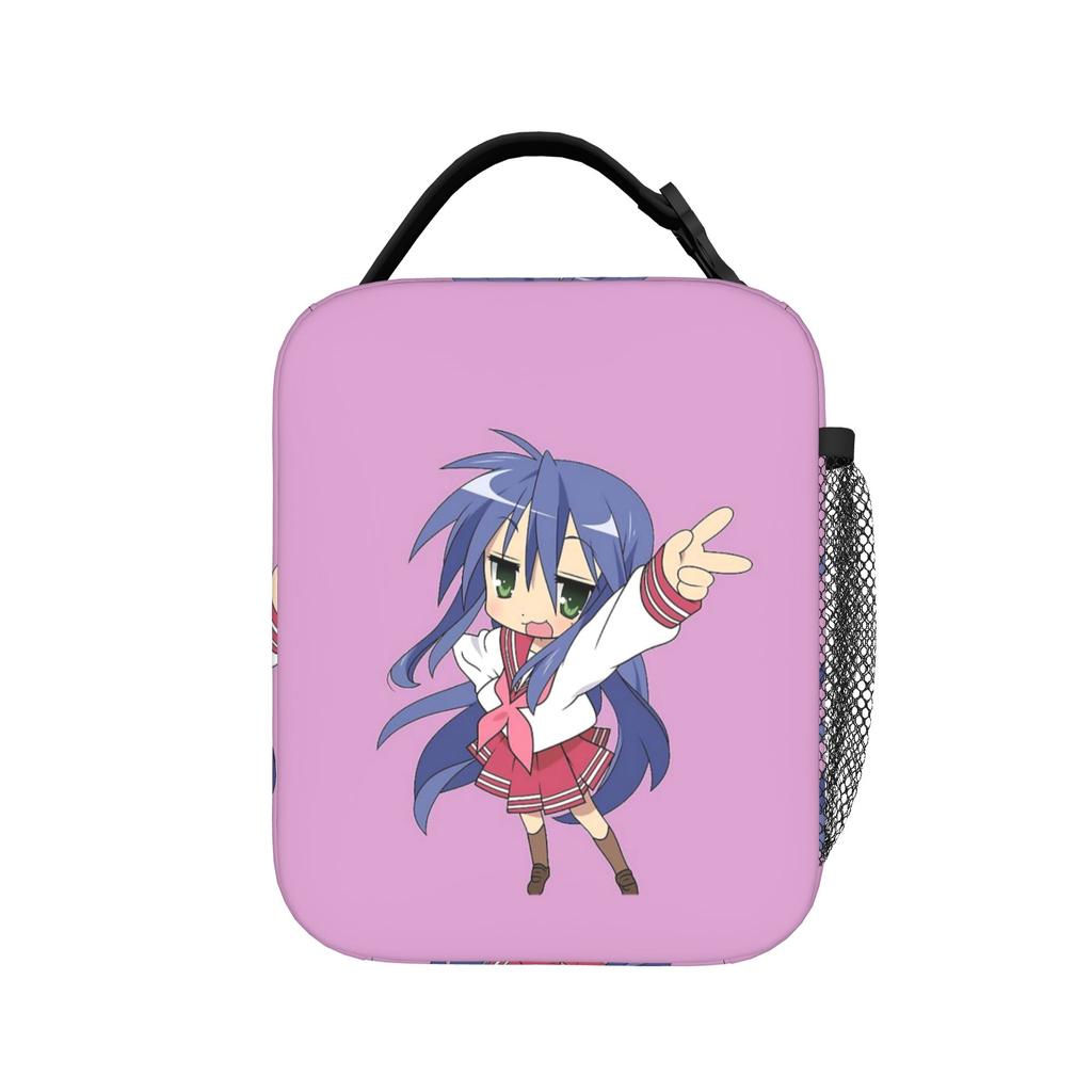 Anime Girls Lucky Star Insulated Lunch Bag Portable Izumi Konata Reusable Thermal Bag Lunch Box Tote Beach Picnic Men Women