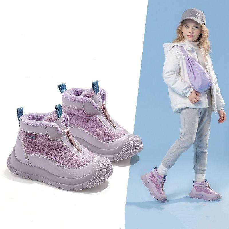 Girls shoes cotton shoes 2025 winter new girls warm snow boots velvet cotton boots children's shoes winter shoes boots