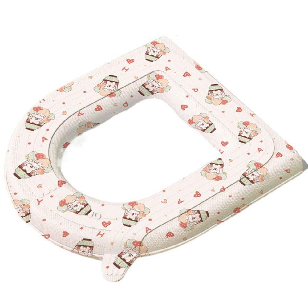 

Waterproof Toilet Seat Cover With Handle Closestool Mat Universal Toilet Seat Cushion Household Style B