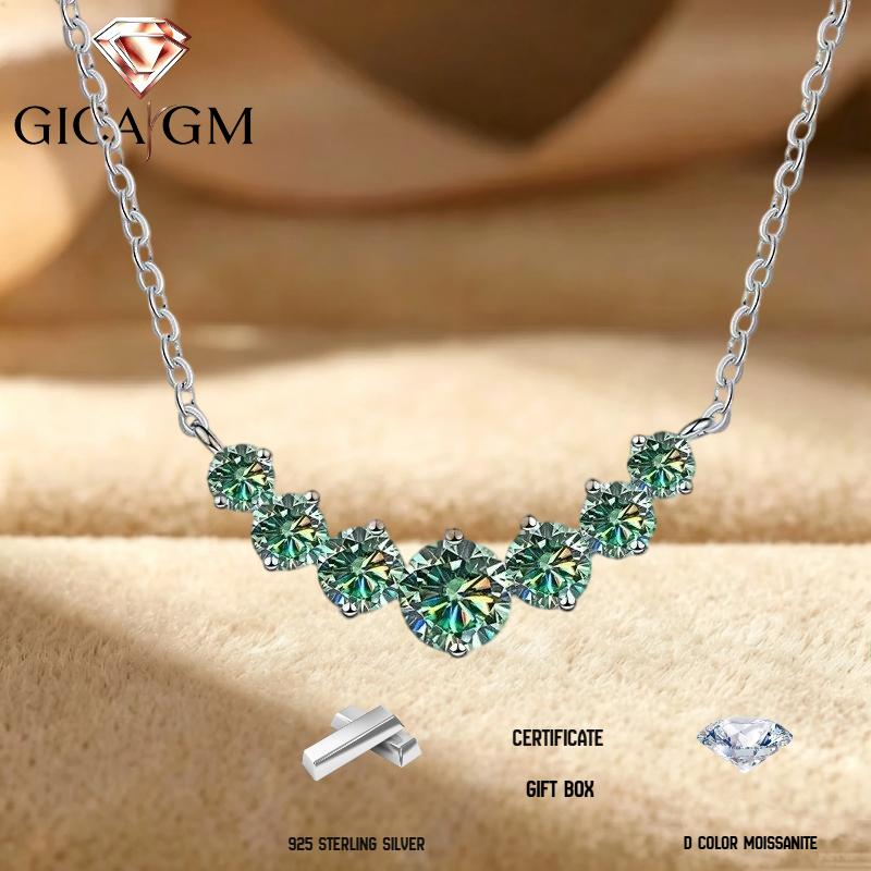 2.8CT Total Moissanite Necklace Elegant Sterling Silver Neck Jewelry Decoration Gift for Proposal Engagement Birthday Gift