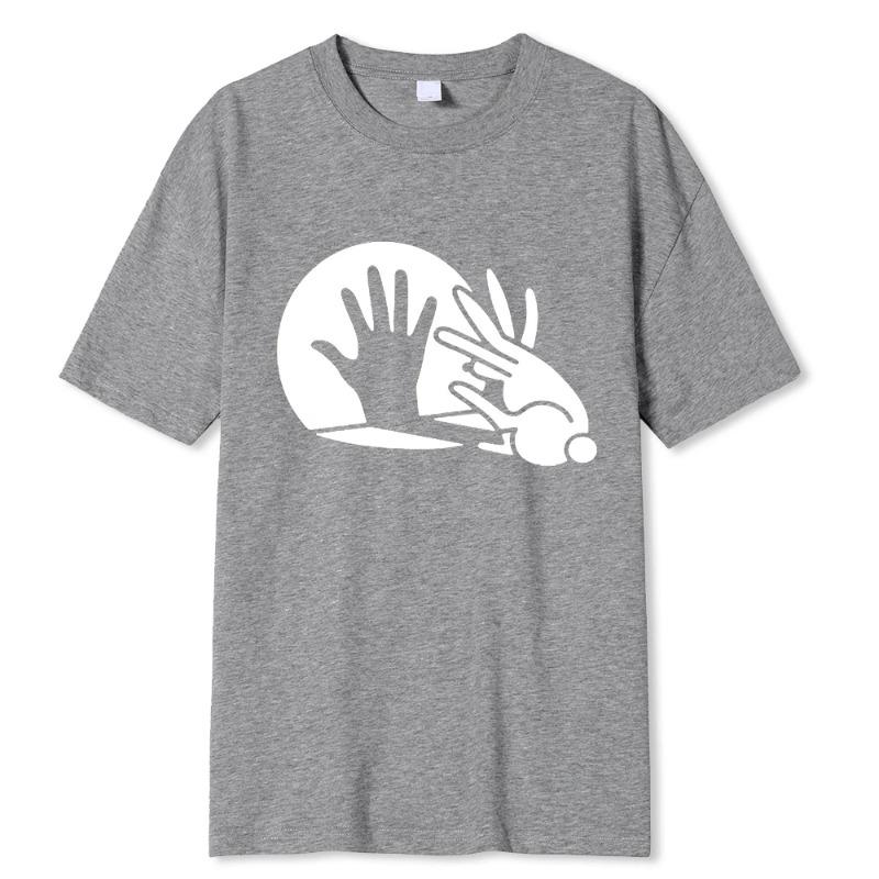 Men Funny Rabbit Shirt Animal Bunny Lover Shadow Play Pun Gift T-Shirt Oversized Tops Shirt Prevailing 100% Cotton T-Shirts Men’s