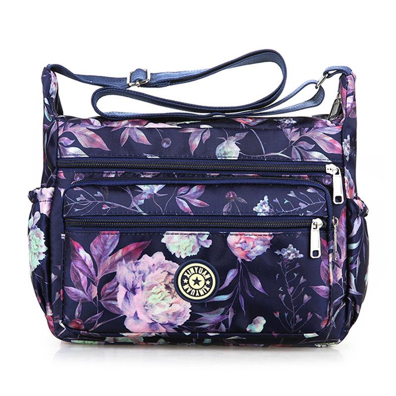 2024 Цветочная нейлоновая сумка кроссбоди для среднего и пожилого возраста - Ткань Оксфорд, Дизайн на одно плечо