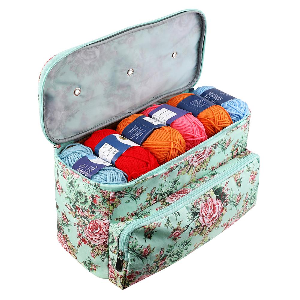 Oxford Cloth Yarn Storage Bag Knitting Crochet Bag Yarn Tote Wool Crochet Hooks Sewing Needles Tote Bag for DIY Thread Wool Yarn