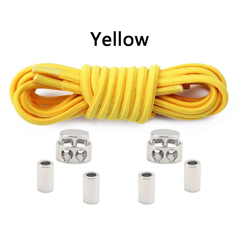 1Pair/2Pair New Metal Buckle Laces Unisex Quick-On/Off Shoelaces Oval Elastic Shoelace for Sneakers and Boots