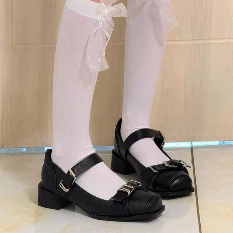 Fashion Fashion Mary Janes Women Shoes Fashion Office Low Heel Pumps Square Toe Thin Shoes Comfortable Outdoor Buckle Strap High Heels