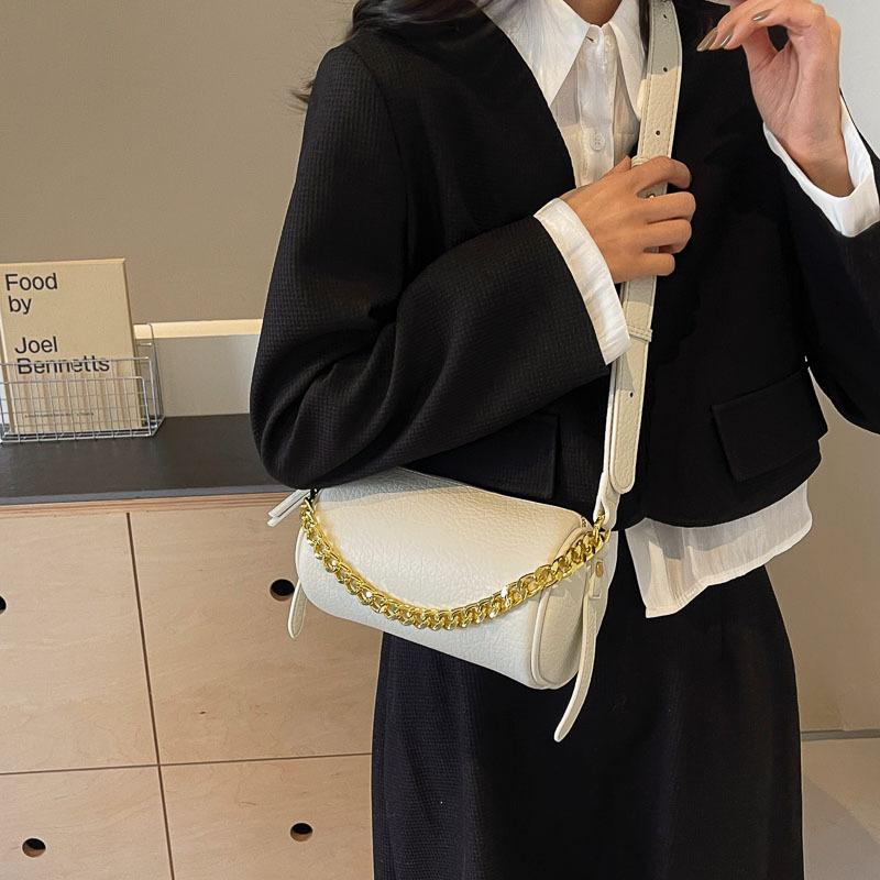 Large capacity messenger bag texture cylinder bag new spring and summer fashion simple small bag shoulder bag
