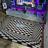 Optical Illusion 3D Abstract Checkered Wave Spiral Mat Visual Impact Non-slip Carpet Rug for Gaming Living Room Home Decoration