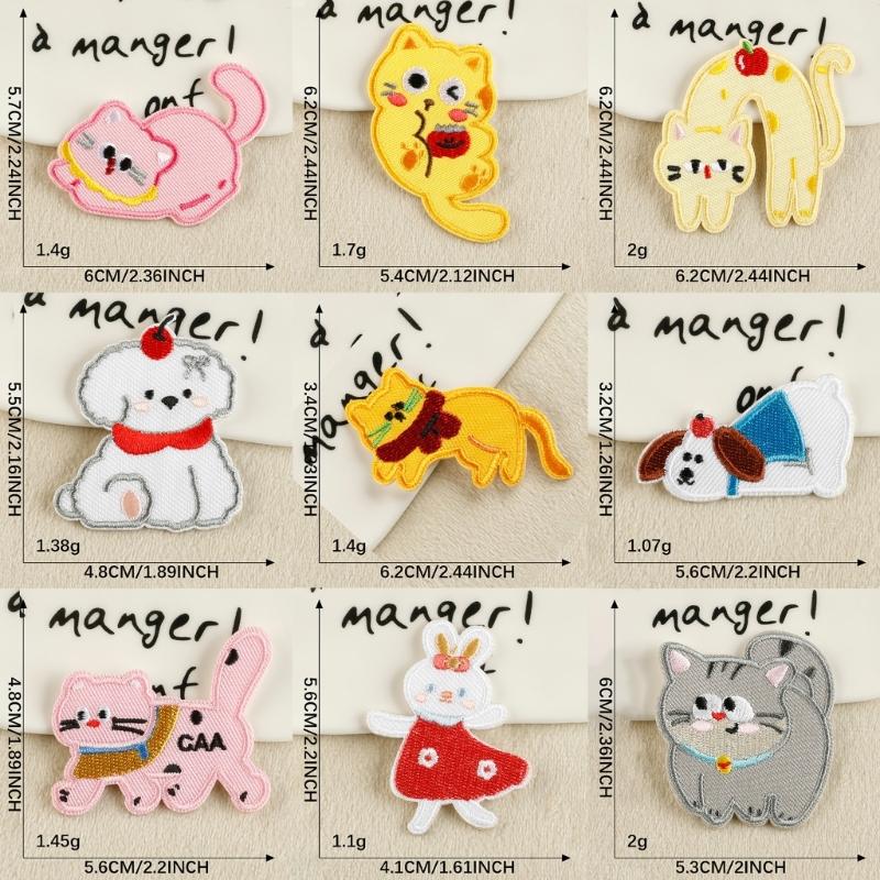 9 Pcs Cats Iron On Patches Clothing Patches Cartoon Animal Repair Patches Dogs Embroidery Patches for Bag Decoration