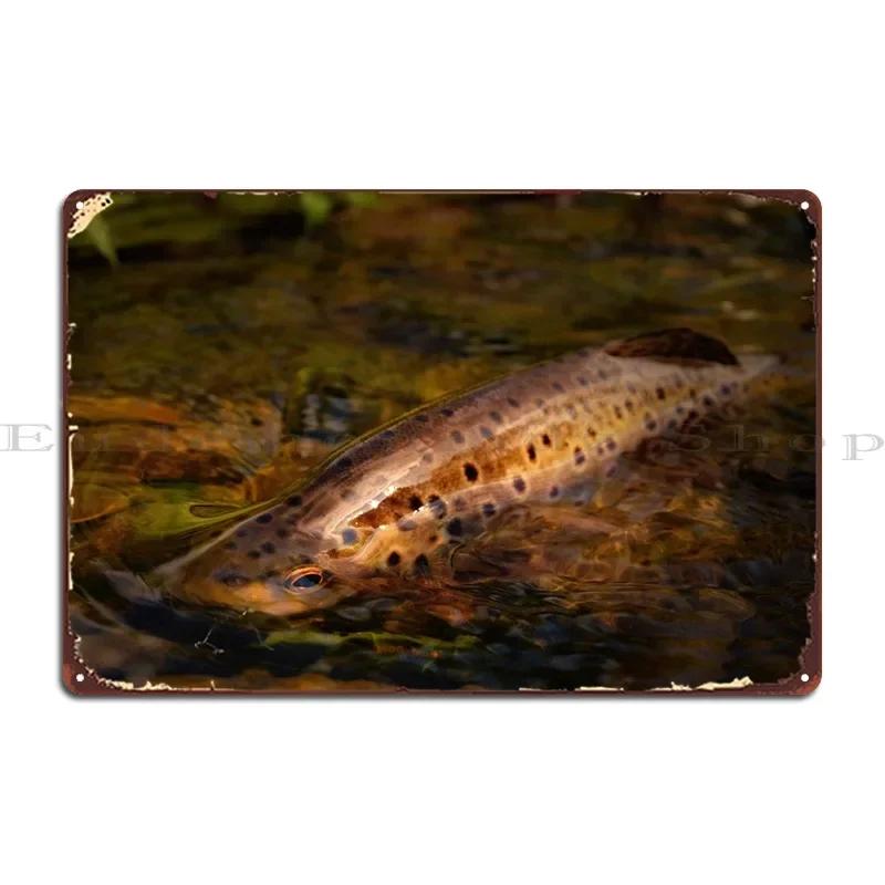 Wild Brown Trout Metal Sign Rusty Pub Designing Designs Cinema Tin Sign Poster 20x30cm(7.8x11.8inch)
