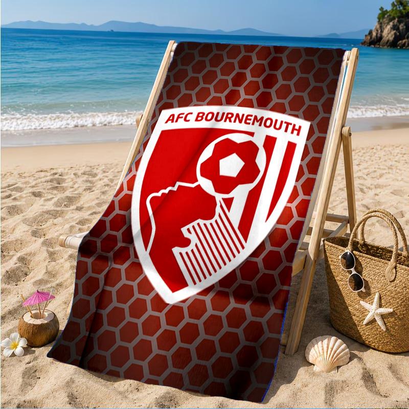 Soccer Ball Afc Crest Printed Microfiber Beach Towel, Soft And Absorbent, Quick-Dry, Ideal for Summer Travel, Beach Essential, Swimming Pool