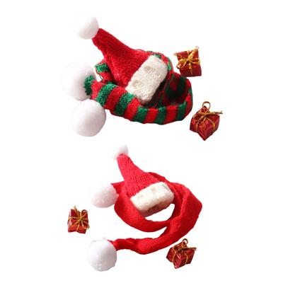Vêtements de poupée de Noël Ornements Écharpe pour sapin de Noël Chapeaux de bonhomme de neige de Noël Mise en scène Accessoires de poupées pour 1:12 Pères Noël