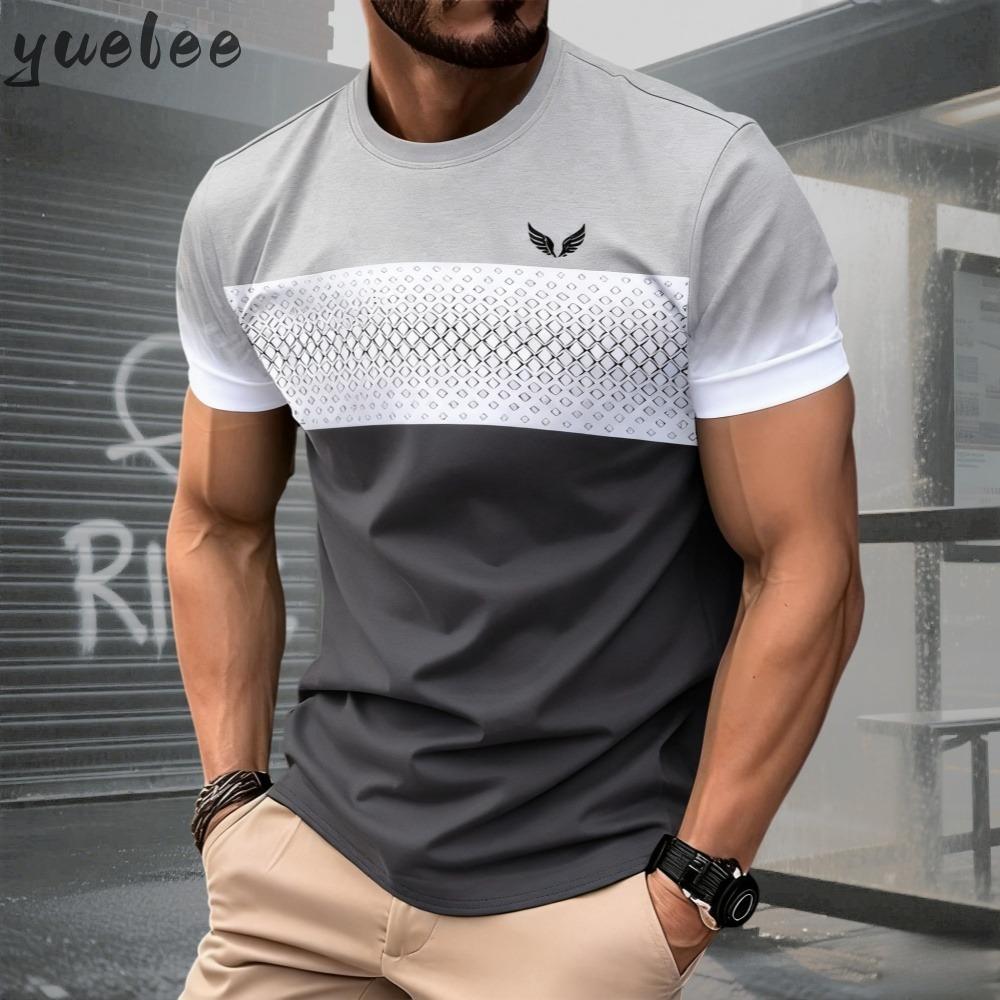 Summer Men's Patchwork T-shirt Men's O-neck Sports Casual Loose Comfortable Short Sleeved Daily Wear Men's Clothing