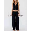 Textured Sleeveless Cardigan Vest Tops 5039277 Straight-leg Loose Comfort and Casual Pants 5039278