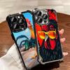 Chicken Hen Rooster Plating Phone Case For Iphone 16 17 Pro Max Air 16E 14 15 Plus 12 13 Mini Anti-Fall Airabag Cover