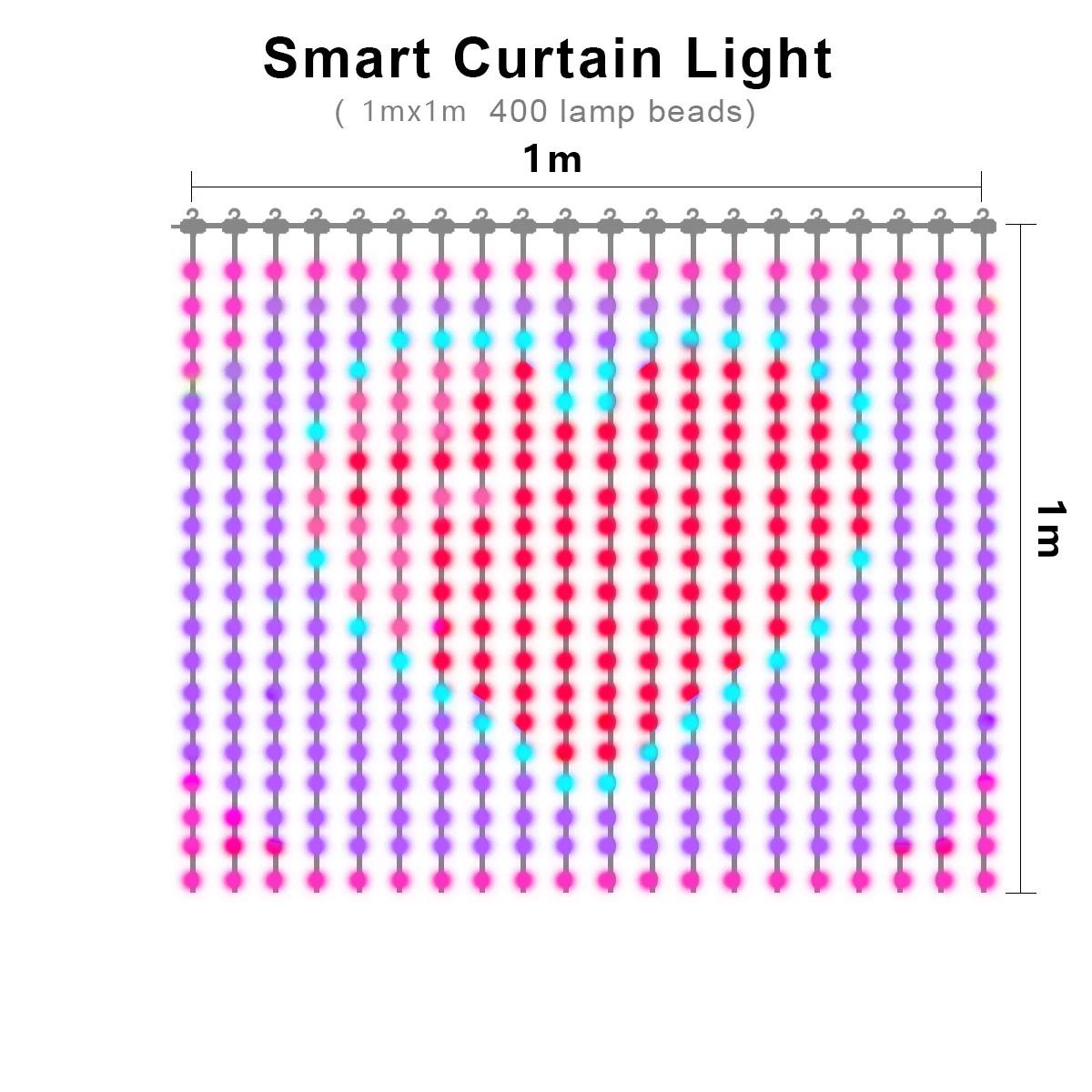 

400LEDs Smart Curtain Lights Waterproof Fairy Lights DIY Color Changing LED String Lights for Christmas Party Home Decoration USB