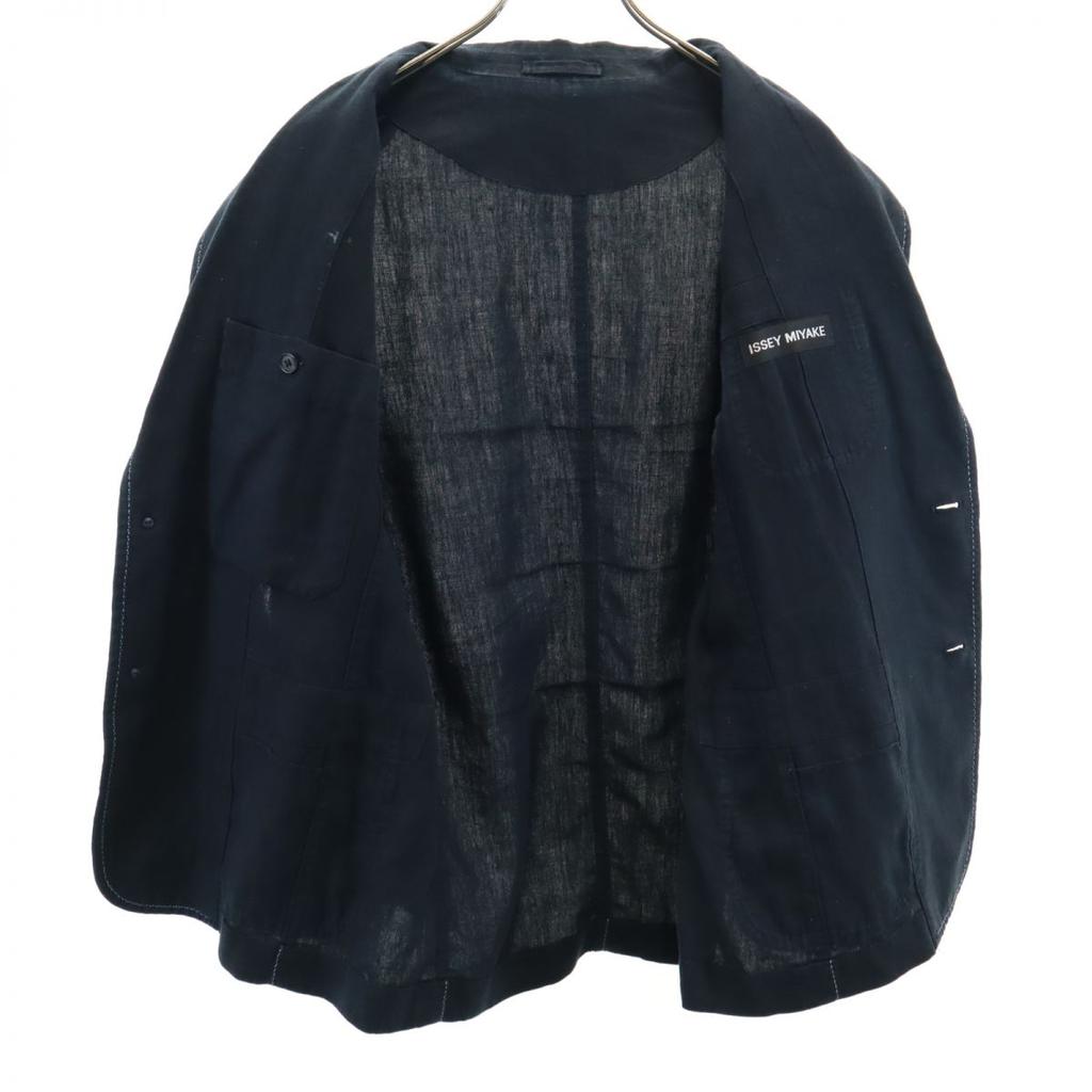 ISSEY MIYAKE linen Long sleeve tailored jacket 1 Navy Men's Used