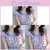 French Style Blouse Short Sleeve Women Summer 3d Effect Soft Satin Breathable For Casual Wear
