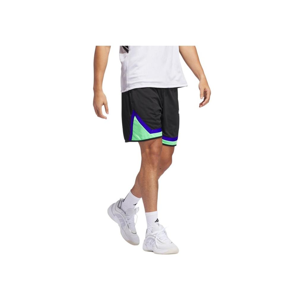 Adidas SS25 Casual Simple Versatile Loose Quick-Dry Basketball Shorts Men Shorts Black Bright-Green JN4717