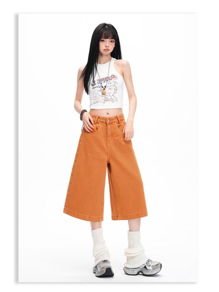 American Orange Cropped High-Waisted Wide-Leg Jeans for Women - Spring/Summer 2026 Collection