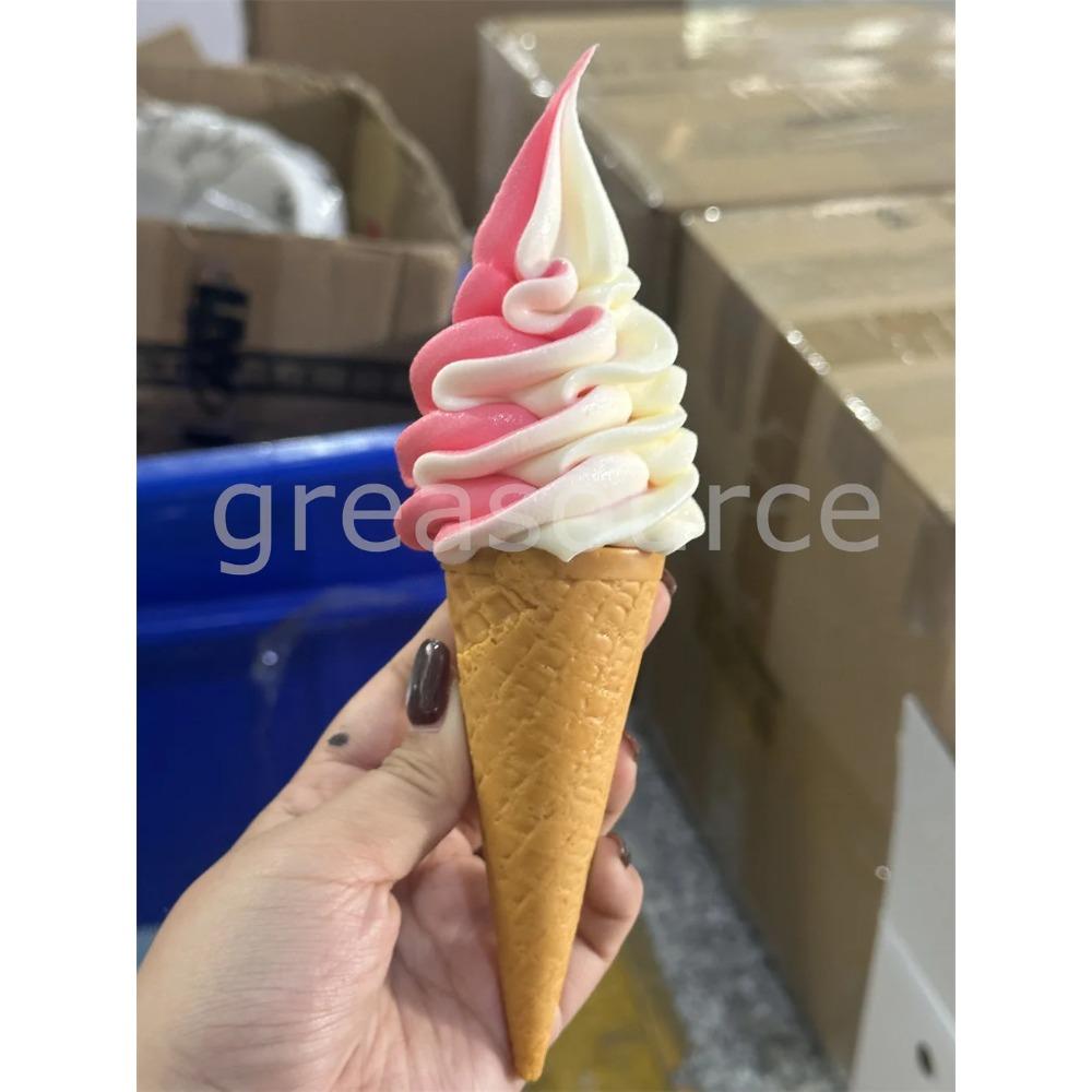 Plastikowy Model Symulujący Jedzenie Dekoracja Rekwizyt Podwójne Kolory DIY Lody Sztuczny Rożek Waflowy 17cm 6.7cala Pokaz Wideo ASMR