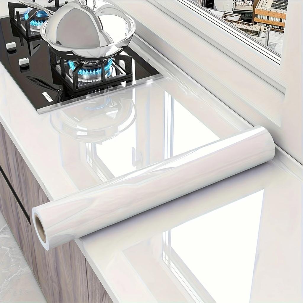 Marble Self-Adhesive Film - Water/Oil Resistant PVC Wallpaper for Kitchen Backsplash & Countertops - Peel & Stick