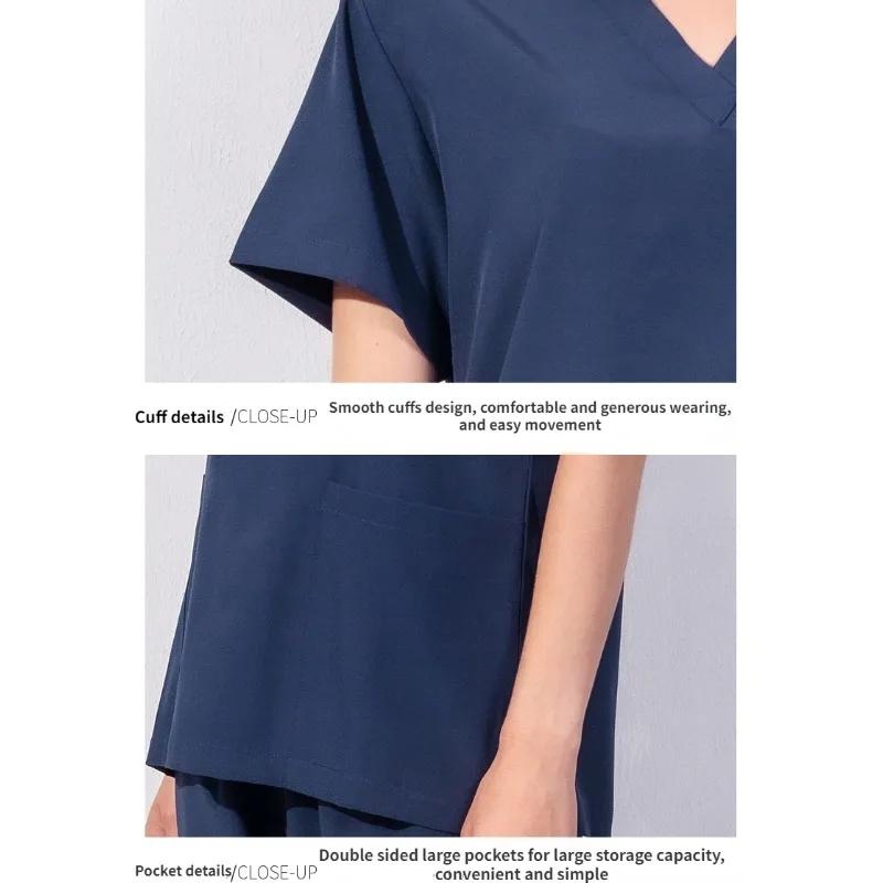 Men Scrubs Suit Plug Size Medical Uniforms V Neck Scrub Top Short Sleeve Pure Cotton Medical Pants Loose Nursing Workwear Doctor