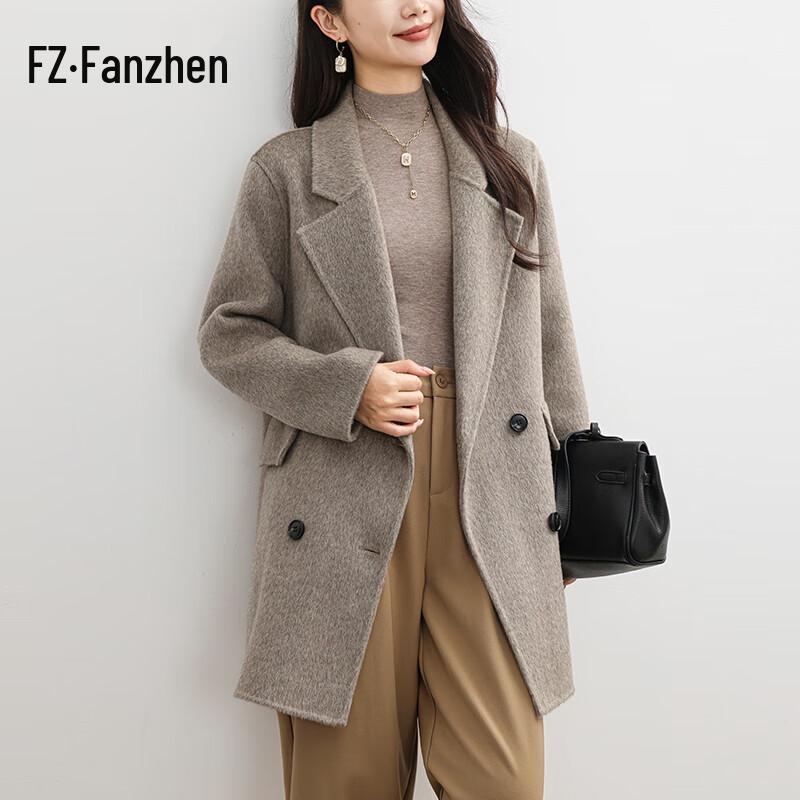 Fanzhen Women's 100% Wool Mid-Length Coat