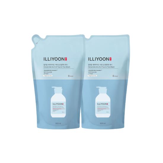 

ILLIYOON Ceramide Ato 6.0 Top-to-Toe All-in-One Low pH Body Wash Refill Set 500ml x2