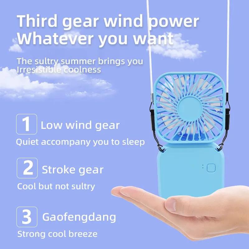 Handheld Elektrische Mini Fan Strap Typ Tragbare Klimaanlagen Klapp Camping Spiegel USB Aufladbare Kleine Fan Desktop