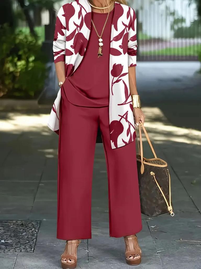 Autumn Women's 3-Piece Set Jacket Camisole Pants Outfit Korean Casual Set