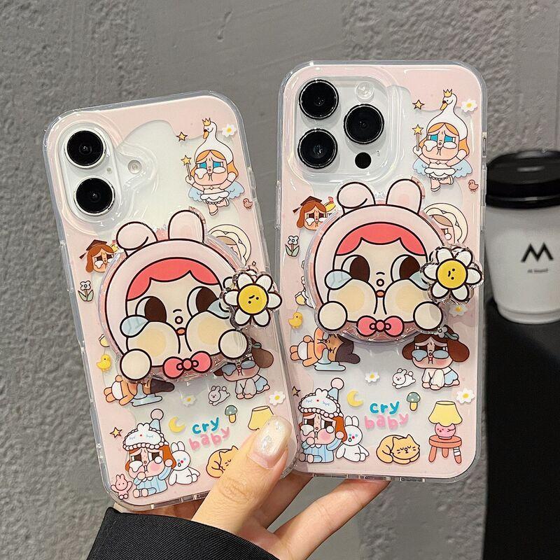 Cute Crying Doll Magnetic Phone Case IPhone 13 14 15 16 17 Series Dual-Sided IMD Back Cover Shockproof Scratch Resistant