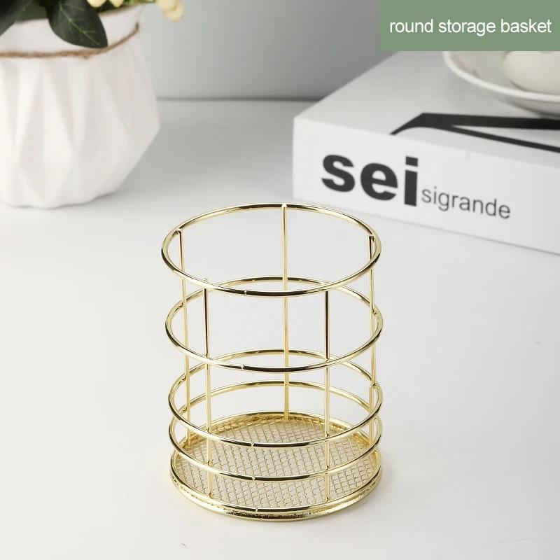 

Корзина для хранения Nordic Iron, органайзер для ювелирных изделий, офисный стол, подставка для кистей для макияжа, органайзер для косметики, стойка