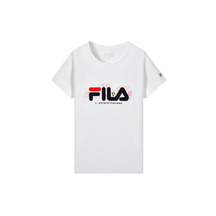 Fila T Shirts Women's White Crew Neck Moderate Straight Fit F11W928129FWT