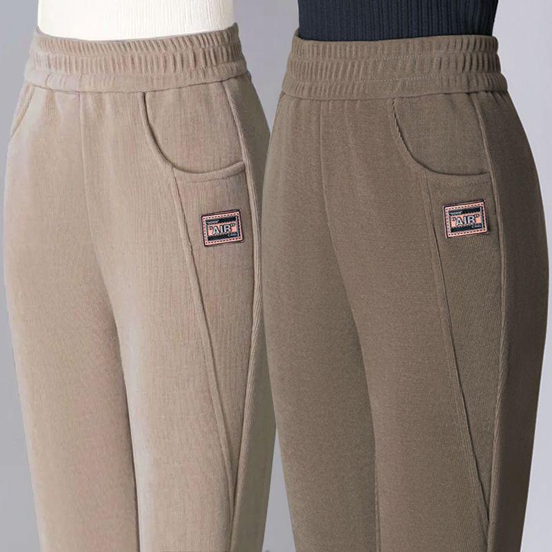 

Женские повседневные брюки больших размеров с флисовой подкладкой: Стройнящий, Модный и Теплый для Осени/Зимы