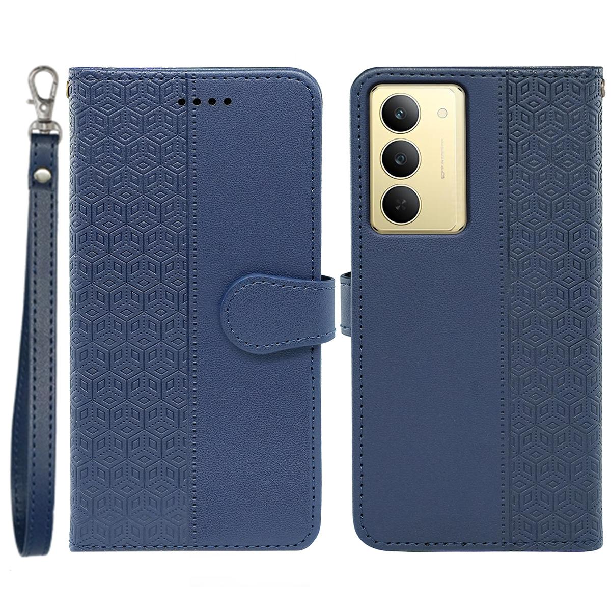 

For Realme C75 Wallet Phone Case Pattern Imprint Leather Flip Cover Blue