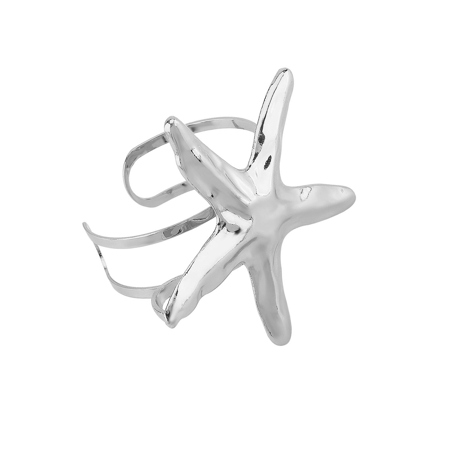 

Stylish Ocean Themed Adjustable Bangle Featuring Starfish And Seashell Design For Casual Wear Or Beach Vacations F