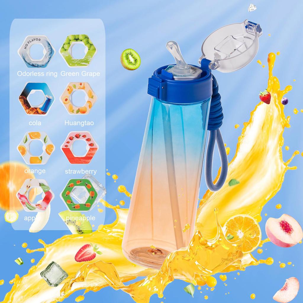 850ml Bottle, Update Water Bottle Up Set With 7 Capsules Drinking Straw, Outdoor Water Bottle