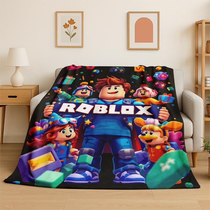

Cartoon R-Robloxs Game Gamer Flannel Blanket Soft Warm Throw Blanket for Bedroom Living Room Bed Travel Camping Picnic Gift 75x90cm
