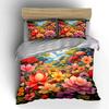 Colorful Floral Print Set Decor Soft Skin-Friendly Bedding Set Includes 1 Duvet Cover And 2 Pillowcase Gift