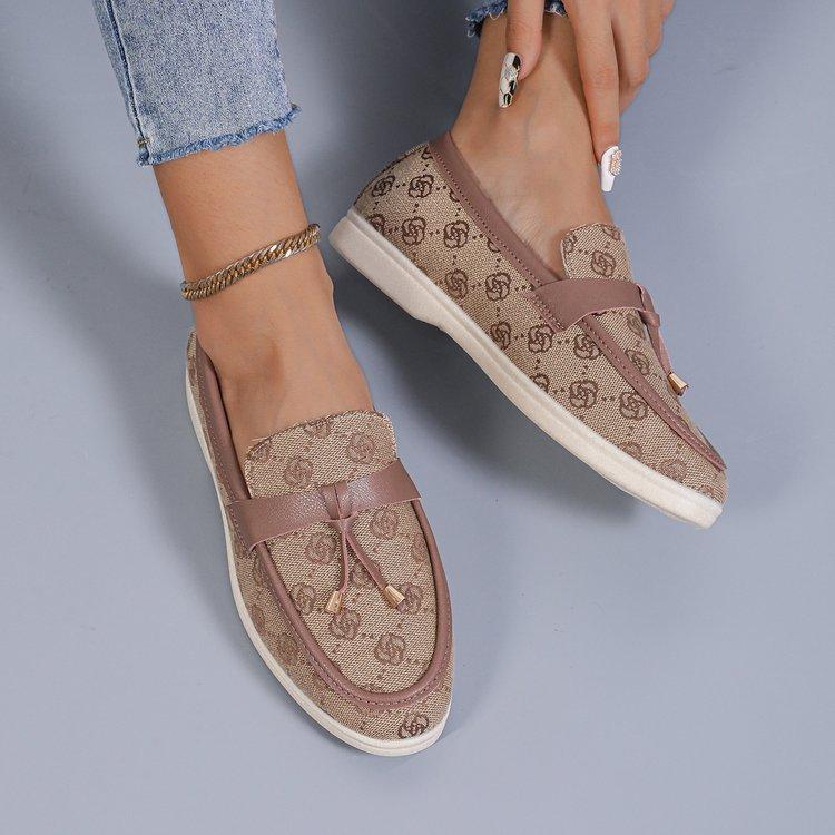 Casual large-size floral women's shoes autumn new women's comfortable soft-soled flat-soled beanie shoes