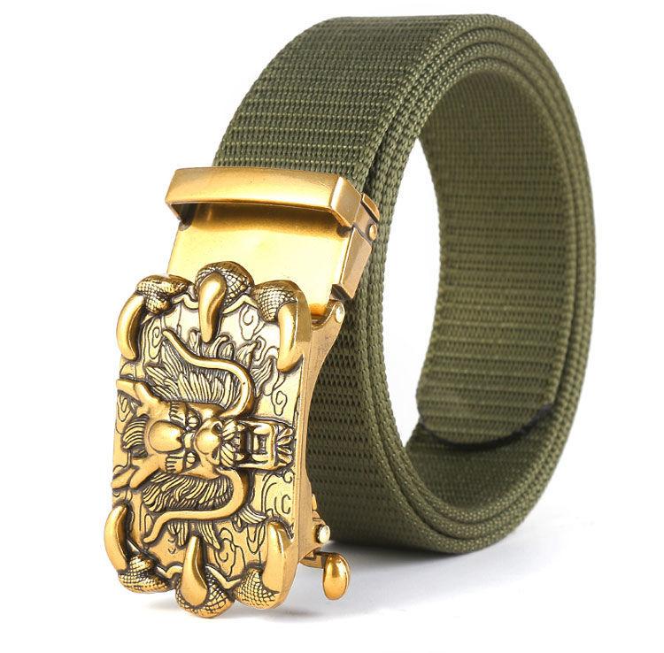 Men'S Nylon Belt Business Automatic Buckle Belt Casual Canvas Toothless Buckle Belt Strength Delivery