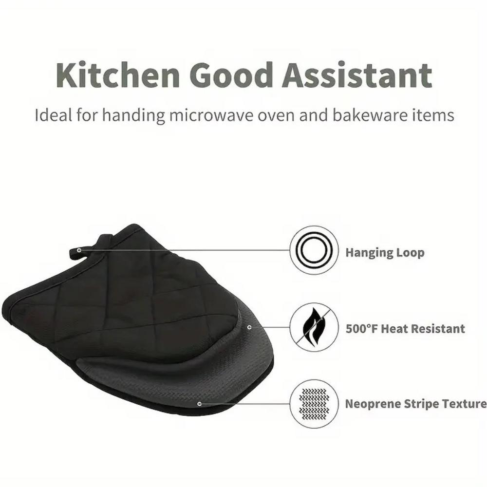 Short Oven Mitts Silicone Kitchen Oven Gloves High Heat Resistant 500℉ with Non Slip Grip Surfaces and Hanging Loop
