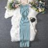 Women's Summer Sexy Twisted Chest Show Heart Machine Hollow Fashion Two Wear Knitted Dress