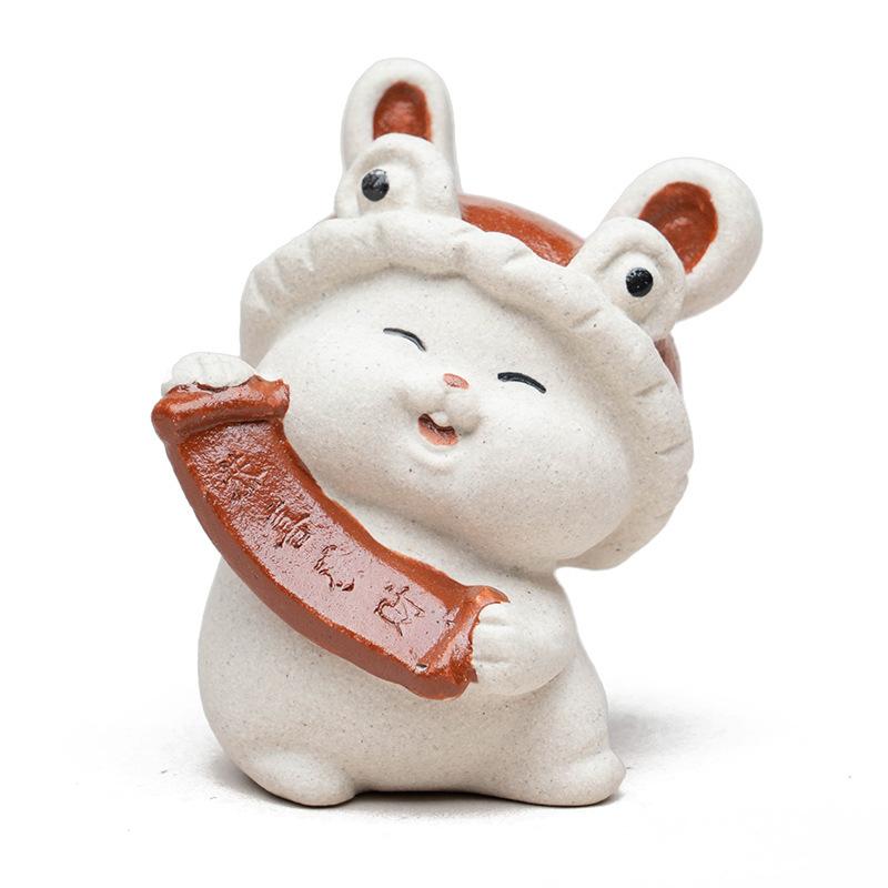 Twelve Zodiac Fortune Rabbit Zisha Tea Pet Luxury Lucky Model Tea Figurine Play Toys Tea Statue Ornaments Tea Services Craft
