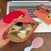 1Pcs Portable Handheld Toiletry Pouch Cute Large Capacity Red Grid Tomato Makeup Bag Minimalist Versatile Cosmetic Organizer