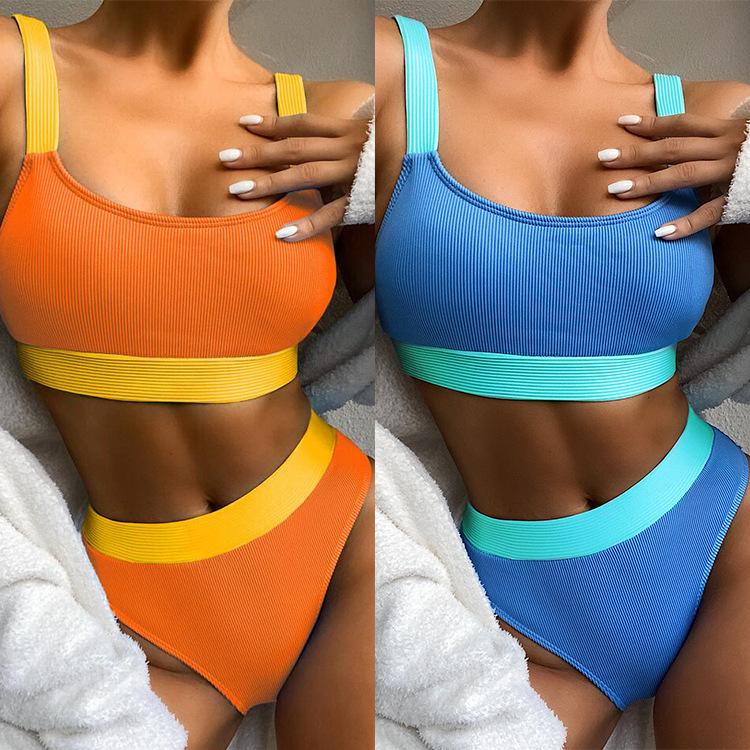 Set Bikini imbottito push-up da donna Costume da bagno a vita alta due pezzi
