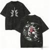 Harajuku Unisex Demon Slayer Graphic Tee Vintage Washed Anime TShirt Man Women Short Sleeved Tees Casual Tops Yk Clothes